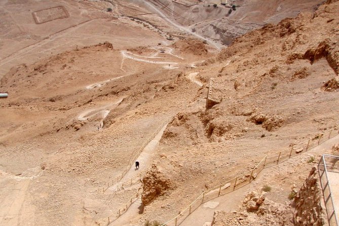 4WD Masada Ein Gedi Judea desert Dead Sea adventure 4x4 Tour. - Masada above the desert floor